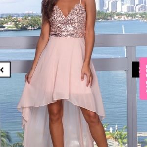 Blush High Low Dress with Sequin Top (Brand New)